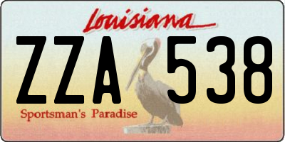 LA license plate ZZA538