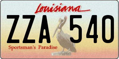 LA license plate ZZA540