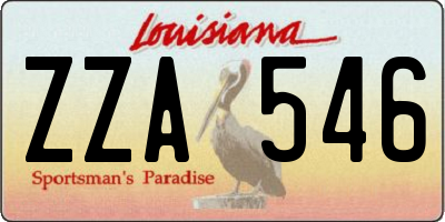 LA license plate ZZA546