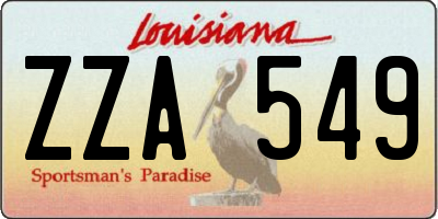 LA license plate ZZA549