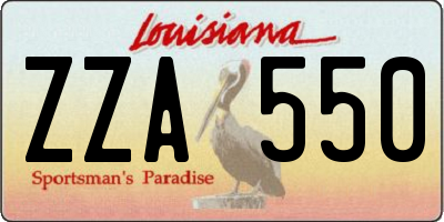 LA license plate ZZA550