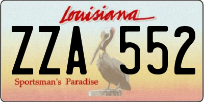 LA license plate ZZA552