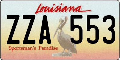 LA license plate ZZA553