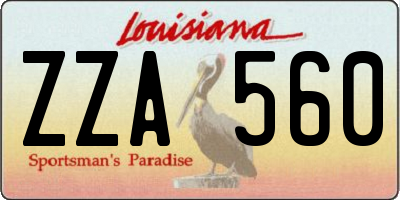 LA license plate ZZA560