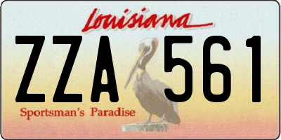 LA license plate ZZA561