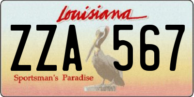 LA license plate ZZA567