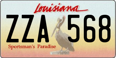 LA license plate ZZA568