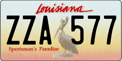 LA license plate ZZA577