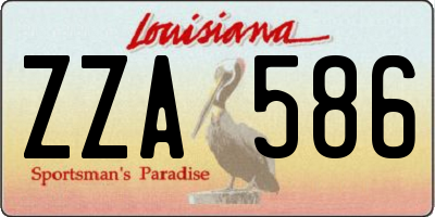 LA license plate ZZA586