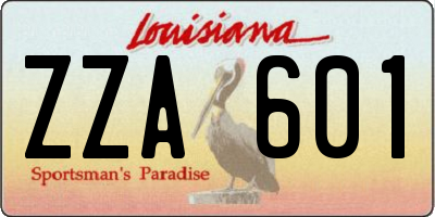 LA license plate ZZA601