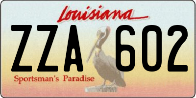 LA license plate ZZA602