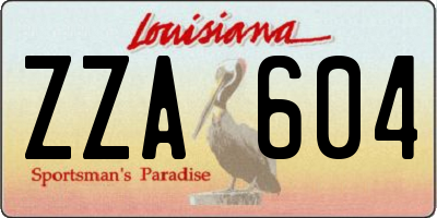 LA license plate ZZA604