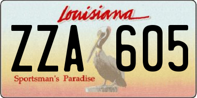 LA license plate ZZA605