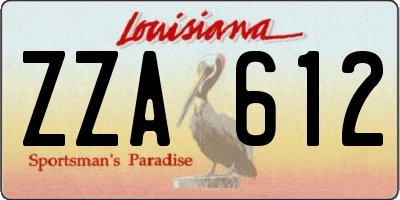 LA license plate ZZA612