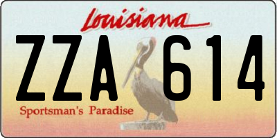 LA license plate ZZA614