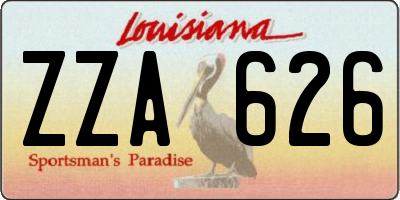 LA license plate ZZA626