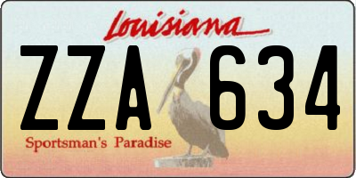 LA license plate ZZA634