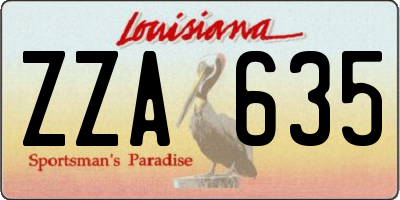 LA license plate ZZA635