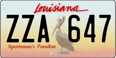 LA license plate ZZA647