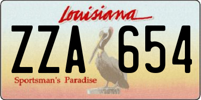 LA license plate ZZA654