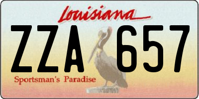 LA license plate ZZA657