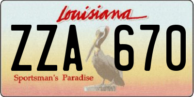 LA license plate ZZA670