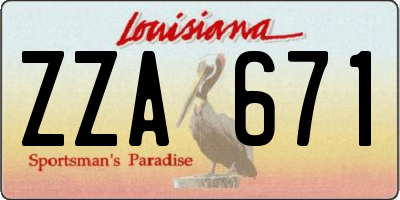 LA license plate ZZA671