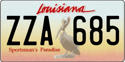 LA license plate ZZA685