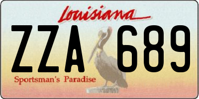 LA license plate ZZA689