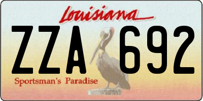 LA license plate ZZA692