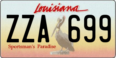 LA license plate ZZA699