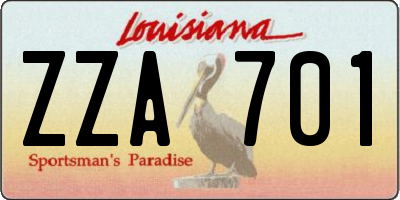 LA license plate ZZA701