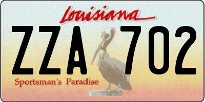 LA license plate ZZA702