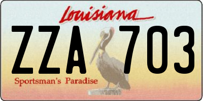 LA license plate ZZA703