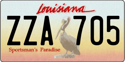 LA license plate ZZA705