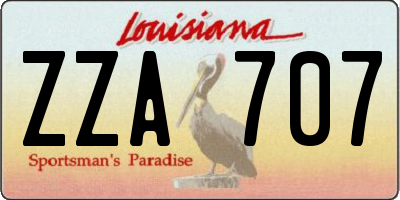 LA license plate ZZA707