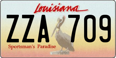 LA license plate ZZA709