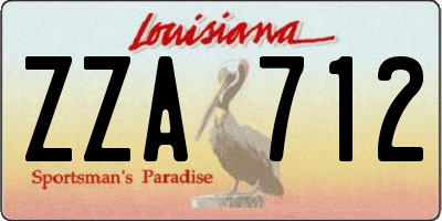 LA license plate ZZA712