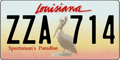 LA license plate ZZA714