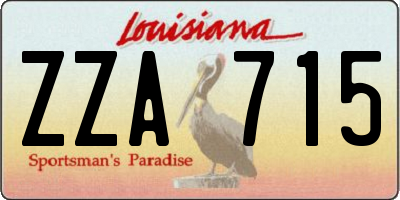 LA license plate ZZA715