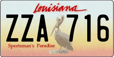 LA license plate ZZA716