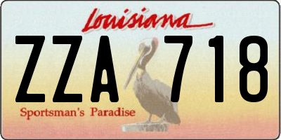 LA license plate ZZA718