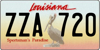 LA license plate ZZA720