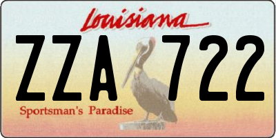 LA license plate ZZA722