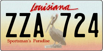 LA license plate ZZA724