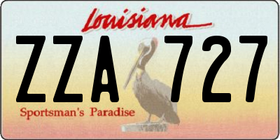 LA license plate ZZA727