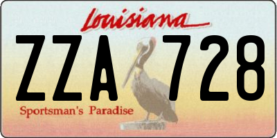 LA license plate ZZA728