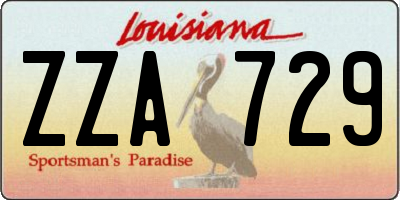 LA license plate ZZA729