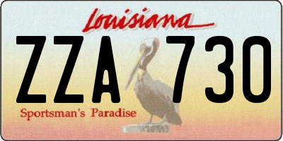 LA license plate ZZA730