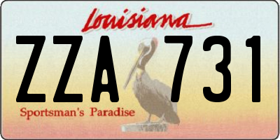 LA license plate ZZA731